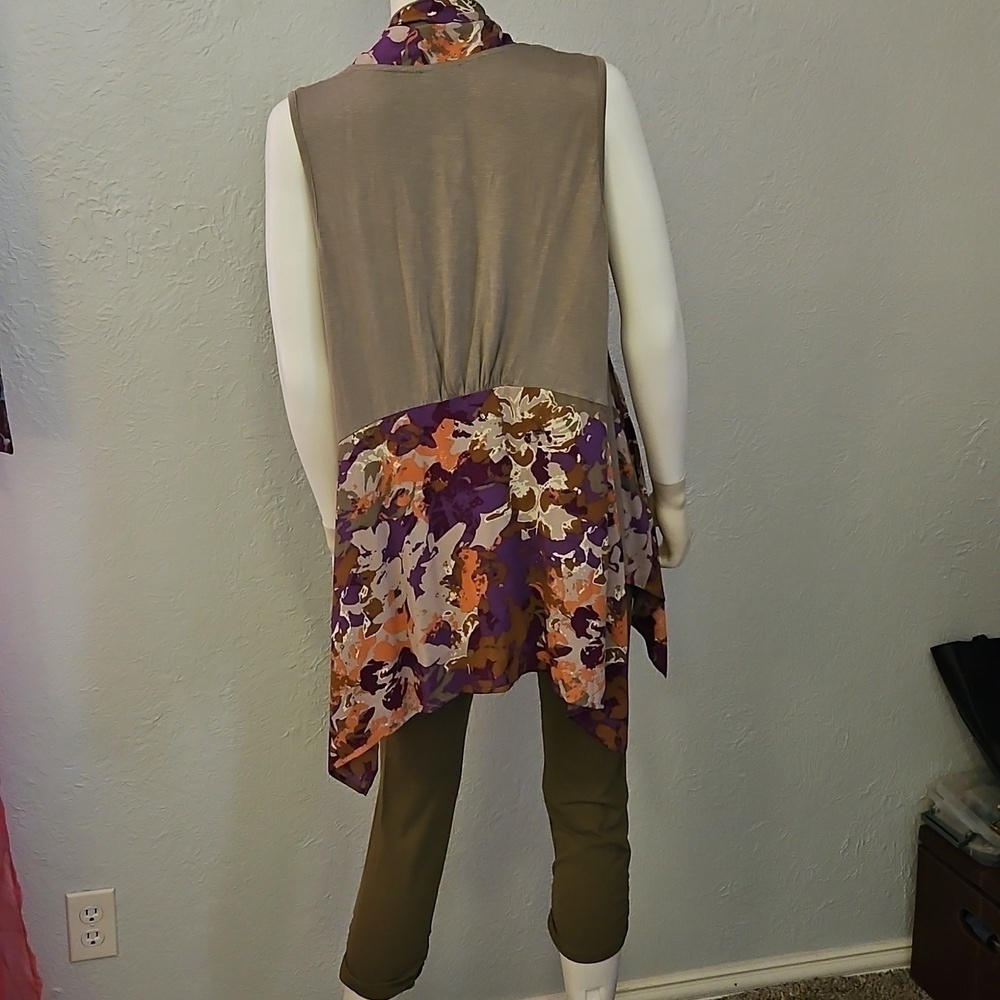 Vtg LOGO Floral Sleeveless Kimono Leggings Set - Picture 6 of 12